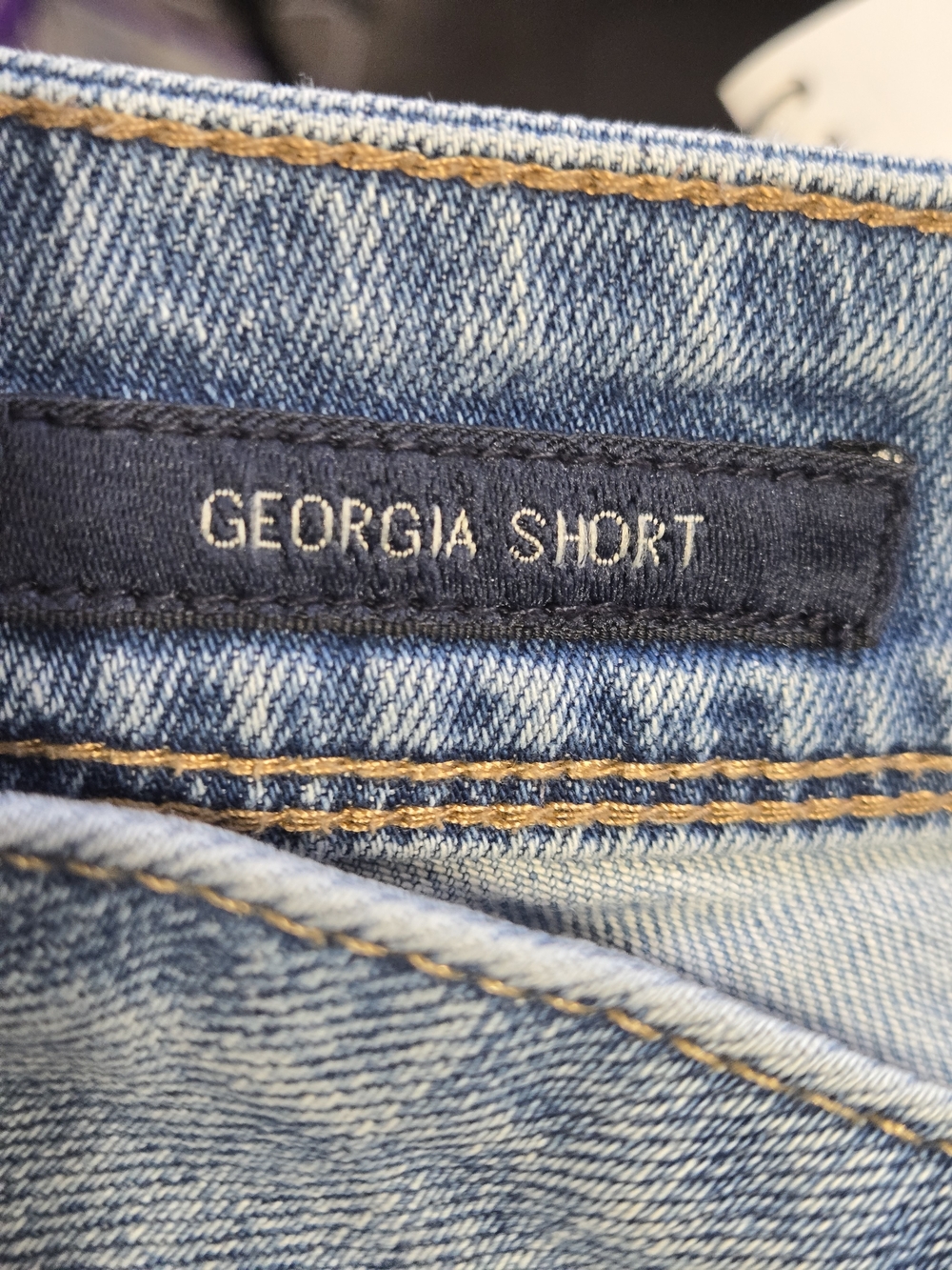 Lucky Brand Georgia Shorts Size 14 Blue Denim Star Distressed Stretch Mid Rise - Picture 8 of 9